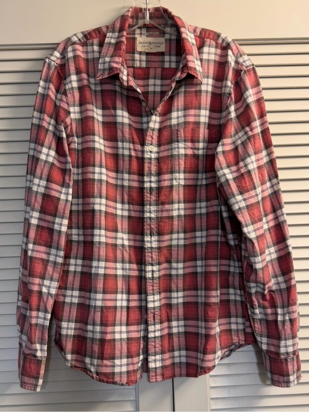 Denim & Supply Ralph Lauren Red and White Plaid Button-Down Shirt size L